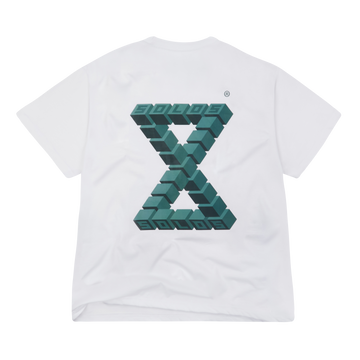 SOLOS white oversized t-shirt green hourglass logo
