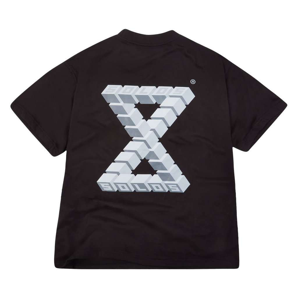 SOLOS black oversized t-shirt grey hourglass logo